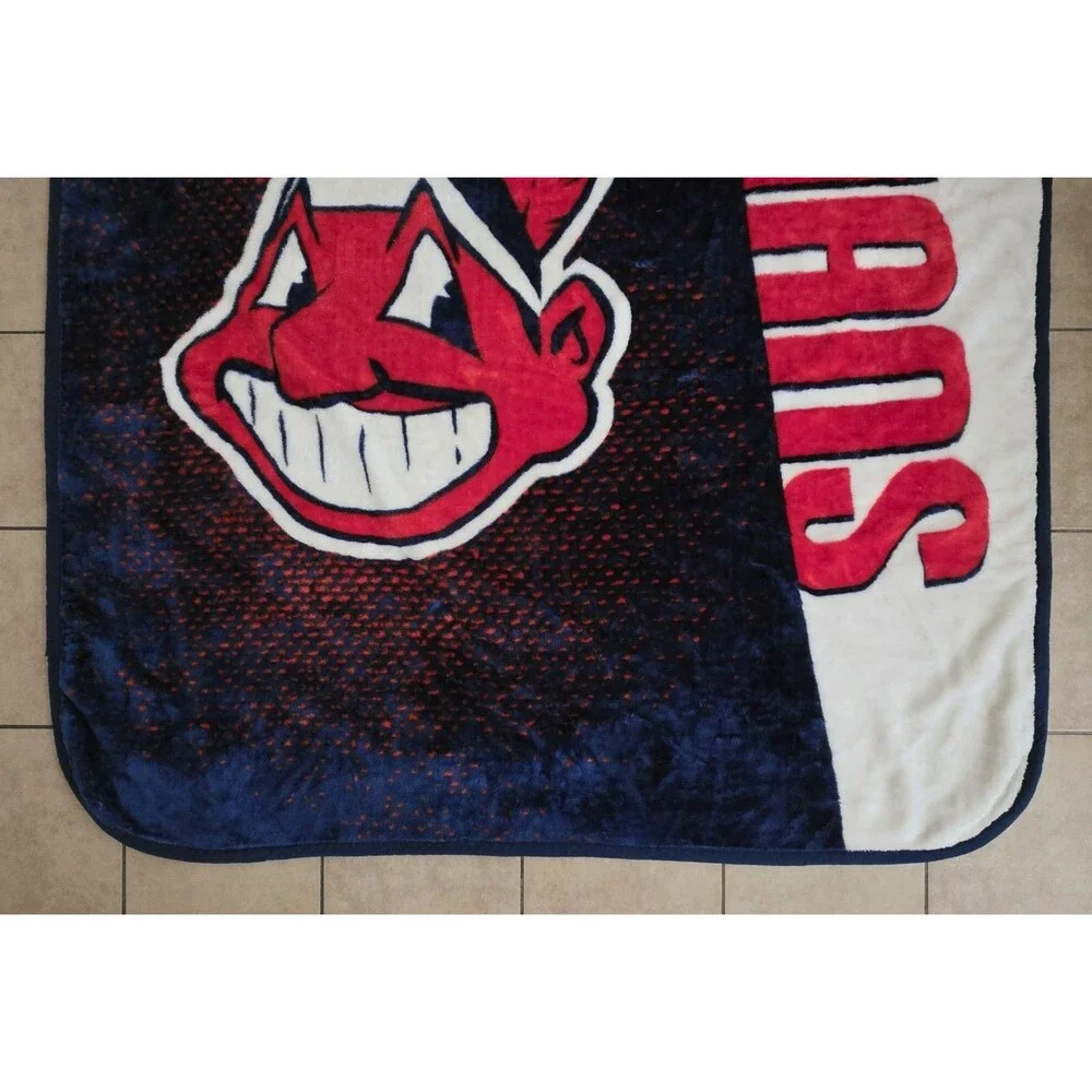 Cleveland Indians Chief Wahoo 78x60 Plush Throw Stadium Blanket MLB Guardians